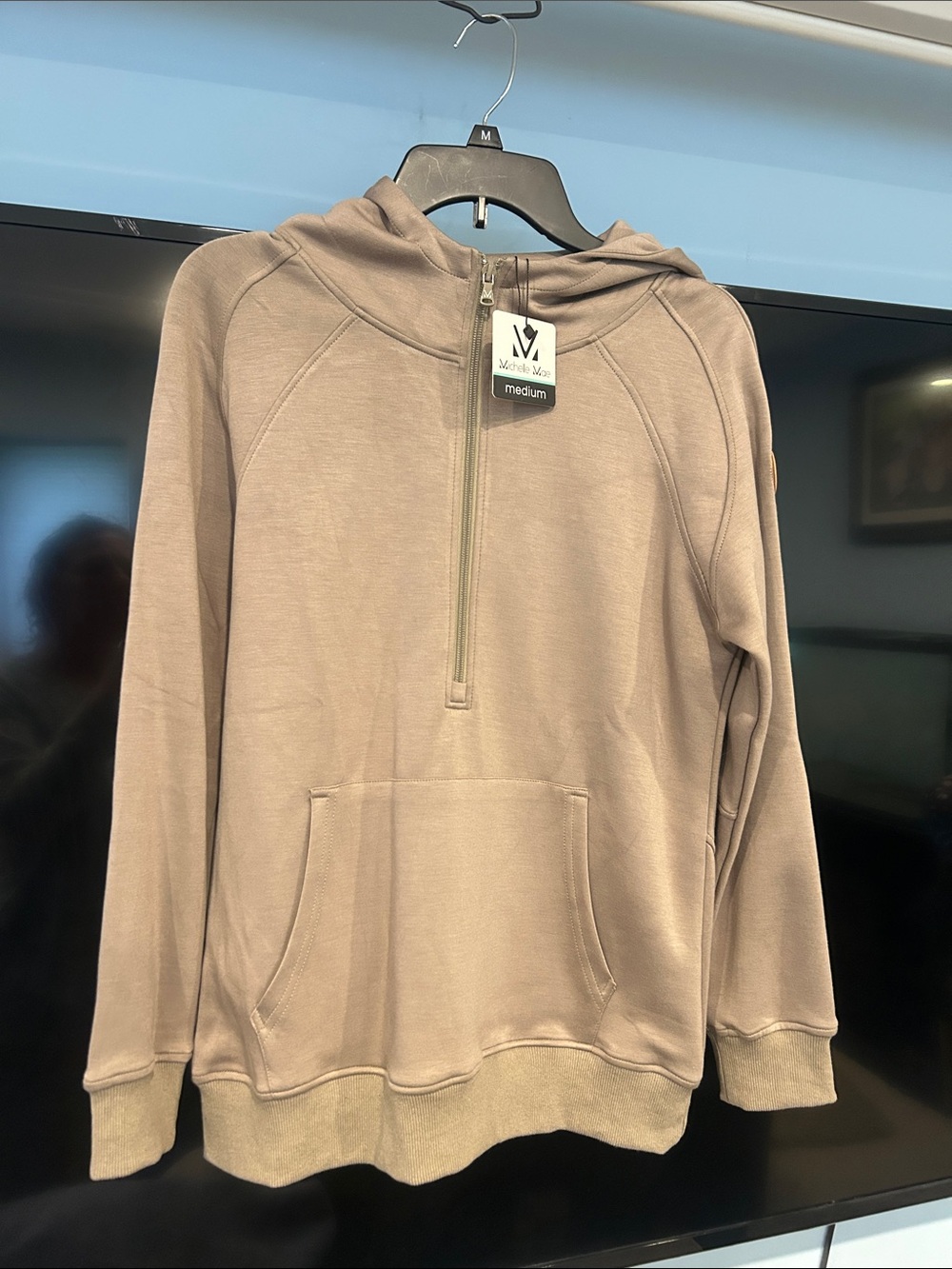 Michelle Mae Taupe Half-Zip Hoodie